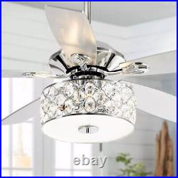 Huber 52 in Indoor Chrome Crystal Chandelier Ceiling Fan with Light Kit and Remote