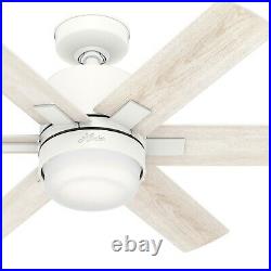 Huner Fan 44 inch Casual Matte White Indoor Ceiling Fan with Light Kit, 6 Blades
