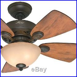 Hunter 34 New Bronze Ceiling Fan with Cabin Home/Walnut Blades & Light Kit