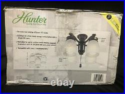 Hunter 4-Light Brushed Cocoa Bronze Ceiling Fan Fixture with Cased White Glass
