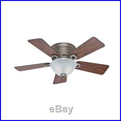 Hunter 42 Antique Pewter Flush Ceiling Fan with Rosewood/Maple Blades & Light Kit