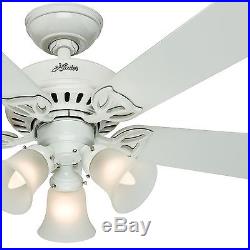 Hunter 42 Traditional Small Room Ceiling Fan White with 3-Light Kit (Optional)