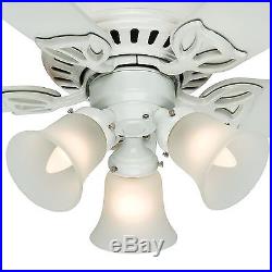 Hunter 42 Traditional Small Room Ceiling Fan White with 3-Light Kit (Optional)