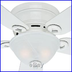Hunter 42 in. Low Profile Ceiling Fan in Snow White with Bowl Light Kit