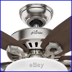 Hunter 42 in. Small Room Ceiling Fan in Brushed Nickel with Bowl Light Kit