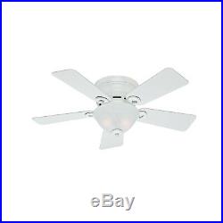 Hunter 42 inch Low Profile Ceiling Fan in Snow White with Bowl Light Kit