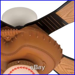 Hunter 44 Baseball Mitt Youth Ceiling Fan 4 Bat Shape Blades and Light Kit