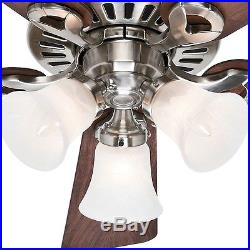 Hunter 44 Brushed Nickel Ceiling Fan with Light Kit & Optional Remote Control
