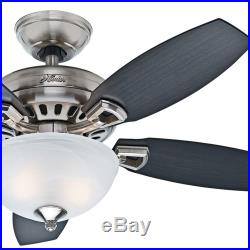 Hunter 44 Brushed Nickel Ceiling Fan with Light Kit Swirled Marble Glass