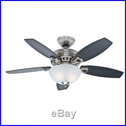 Hunter 44 Brushed Nickel Ceiling Fan with Light Kit Swirled Marble Glass