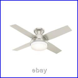 Hunter 44 Dempsey Low Profile Outdoor Ceiling Fan With LED Light Kit And Damp