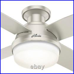 Hunter 44 Dempsey Low Profile Outdoor Ceiling Fan With LED Light Kit And Damp