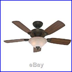 Hunter 44 New Bronze Ceiling Fan with Florence Glass Light Kit