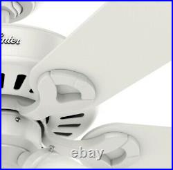 Hunter, 44 White Ceiling Fan w LED Light Kit w Bell Swirled Marble Glass Shades
