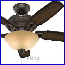 Hunter 44 in. Traditional Ceiling Fan in Onyx Bengal with Bowl Light Kit