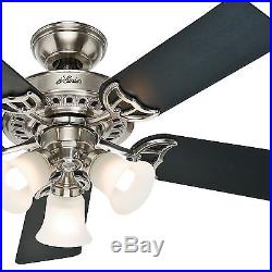 Hunter 46 Brushed Nickel Ceiling Fan with Light Kit