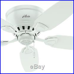 Hunter 46 Low-Profile Fresh White Ceiling Fan with Light Kit, 5 Blade