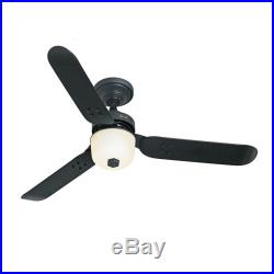 Hunter 48 Graphite Finish Ceiling Fan with 3 Black Blades and Light Kit