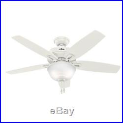 Hunter 48 Outdoor/Indoor Ceiling Fan in Fresh White with Bowl Light Kit