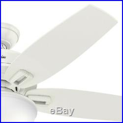 Hunter 48 Outdoor/Indoor Ceiling Fan in Fresh White with Bowl Light Kit