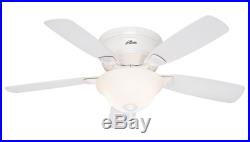 Hunter 48 White Low Profile Ceiling Fan with Light Kit ENERGY STAR Rated