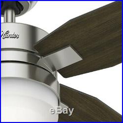 Hunter 50 Contemporary Ceiling Fan in Brushed Nickel with Light Kit and Remote