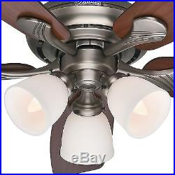Hunter 52 Antique Pewter Casual Ceiling Fan with Painted Cased White Light Kit
