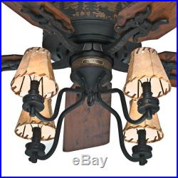Hunter 52 Brittany Bronze Rustic Cabin Ceiling Fan with4 Shade Light Kit