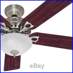 Hunter 52 Brushed Nickel Finish Ceiling Fan with Marble White Glass Light Kit