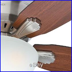 Hunter 52 Brushed Nickel Low Profile Ceiling Fan with Light Kit Cased White Glass