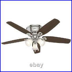 Hunter 52 Builder Low Profile Ceiling Fan With 3-Light Light Kit And Pull Chain