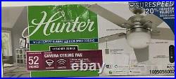 Hunter 52 Ceiling Fan Cavera II Light Kit, Remote, Smart WiFi Enabled Nickel