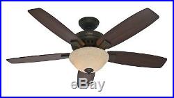Hunter 52 Ceiling Fan with Amber Scavo Glass Light Kit, New Bronze Finish