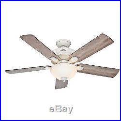 Hunter 52 Cottage White Outdoor Ceiling Fan with Grey Pine Blades & Light Kit