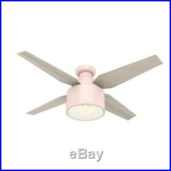 Hunter 52' Cranbrook Blush Pink Low Profile Ceiling Fan With Light Kit And