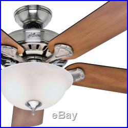 Hunter 52 Five Minute Brushed Nickel Ceiling Fan with Single Bowl Light Kit