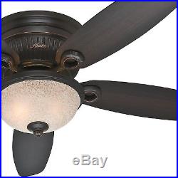 Hunter 52 Low Profile Ceiling Fan with Bowl Light Kit in Onyx Bengal, 5-Blade