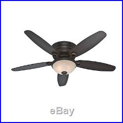 Hunter 52 Low Profile Ceiling Fan with Bowl Light Kit in Onyx Bengal, 5-Blade