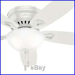 Hunter 52 Low Profile Ceiling Fan with LED Bowl Light Kit in Fresh White
