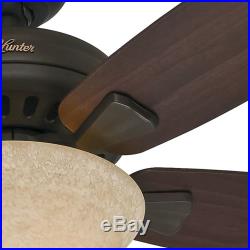 Hunter 52 New Bronze Ceiling Fan with Light Kit and 5 Dark Wood Blades