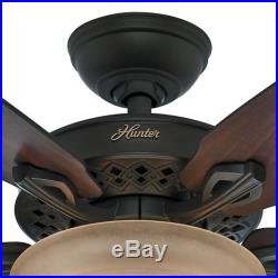 Hunter 52 New Bronze Ceiling Fan with Walnut or Mahogany Blades & Light Kit