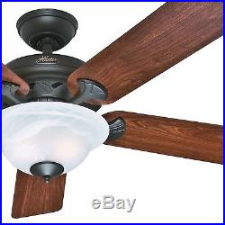 Hunter 52 New Bronze Traditional Ceiling Fan with Swirled Marble Glass Light Kit