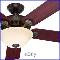 Hunter 52 Oil Rubbed Bronze Ceiling Fan With Light Kit- Free Remote Control