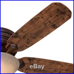 Hunter 52 Old Walnut Low Profile Ceiling Fan Light kit with Tea Stained Glass