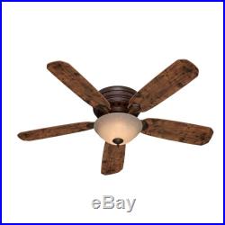 Hunter 52 Old Walnut Low Profile Ceiling Fan Light kit with Tea Stained Glass