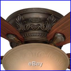 Hunter 52 Roman Bronze Low Profile Ceiling Fan Walnut Blades Tea Light Kit