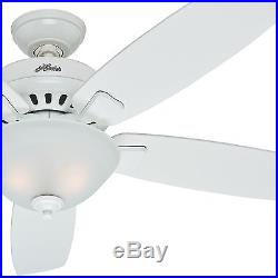 Hunter 52 Snow White Ceiling Fan with Five Snow White Blades and a Light Kit