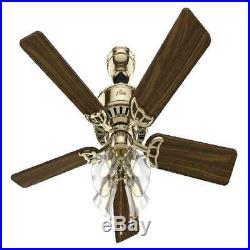 Hunter 52 Studio Series Bright Brass Ceiling Fan with Light Kit and Pull Chain