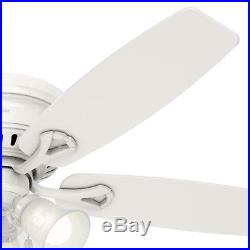 Hunter 52 Traditional Ceiling Fan in White with Swirled Marble Glass Light Kit