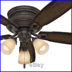 Hunter 52 Traditional Low Profile Ceiling Fan with LED Light Kit in Onyx Bengal
